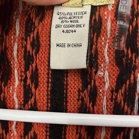 Cecico Womans Open Front Asymmetrical Sweater Vest With Fringe Rust Terra Cotta - Picture 7 of 9